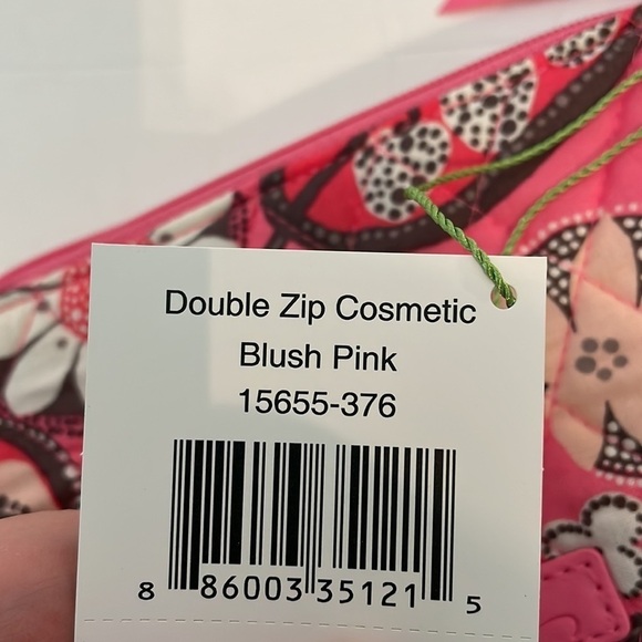 Vera Bradley Double zip Cosmetic Bag in Blush Pink Design new with tags - Picture 5 of 13